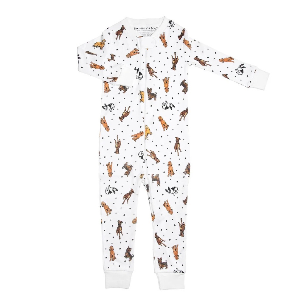 SAMMY + NAT white best pups zipper onesie